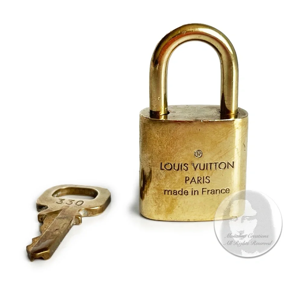 Vintage Louis Vuitton Lock & Key Small Brass Bag or Luggage Lock LV Logo